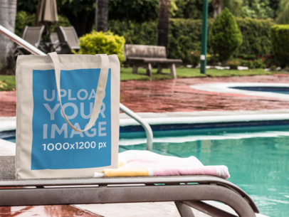 Canvas Tote Bag Mockup by the Pool a11564