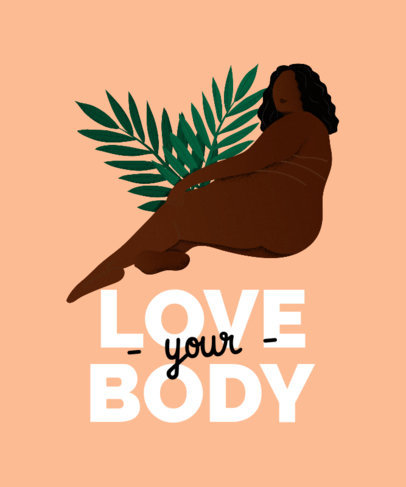 T-Shirt Design Template Featuring Female Body Positivity Illustrations