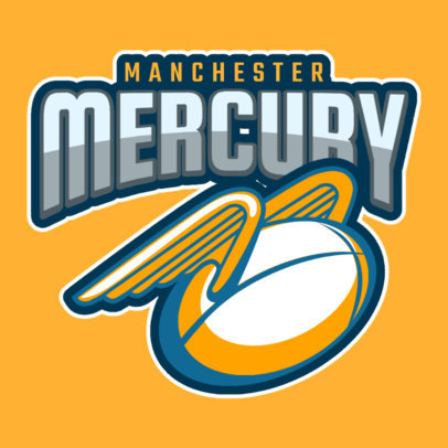 Rugby Logo Maker Featuring a Speeding Winged Ball