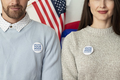Mockup of Two People Wearing Political Pins