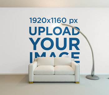 Wall Art Print Mockup Featuring a Modern Lamp and a Couch 