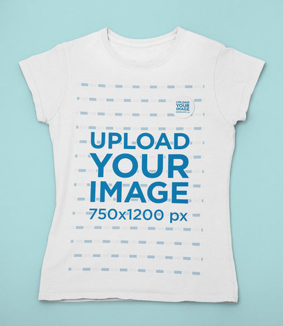 Mockup of a Featuring a T-Shirt with a Sticker Placed on a Colored Surface 31881