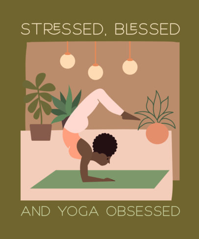 Yoga T-Shirt Design Template Doing an Asana Pose 2229g