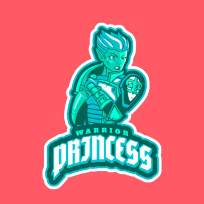 Gaming Logo Template Featuring a Warrior Princess Clipart