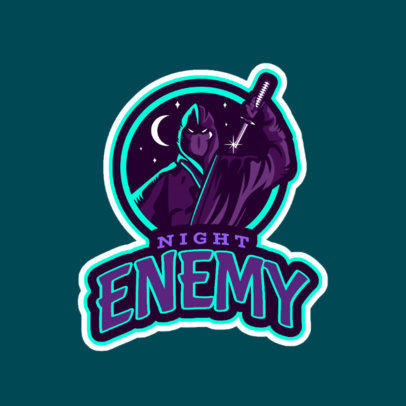 Gaming Logo Template Featuring a Nocturnal Ninja Character 1746j-2933