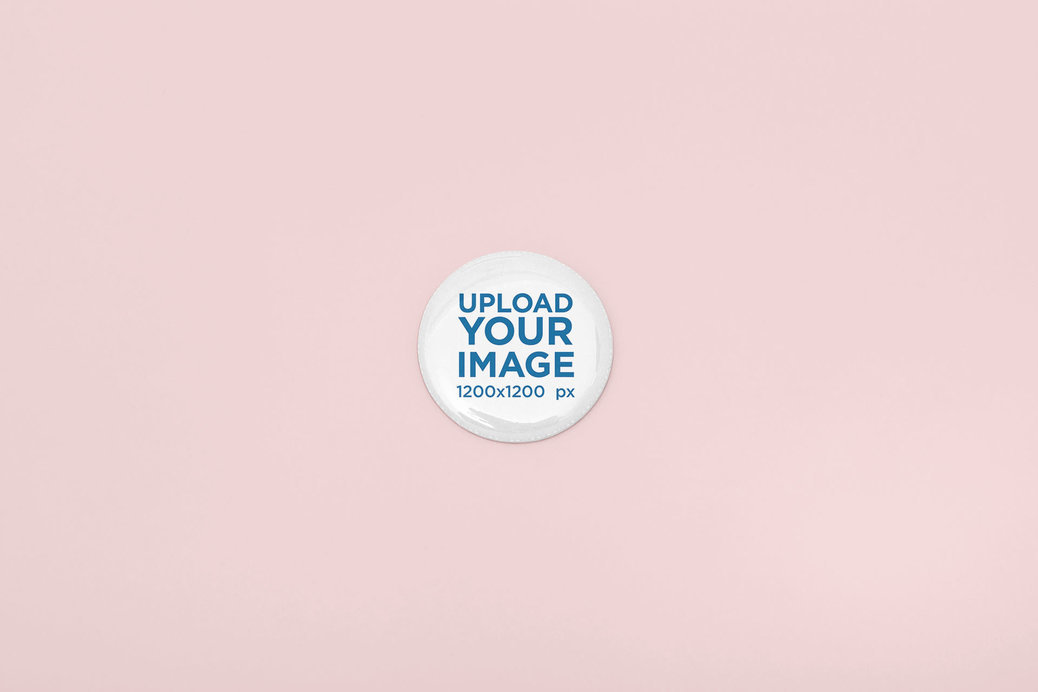 Pin Button Mockup Placed over a Flat Surface