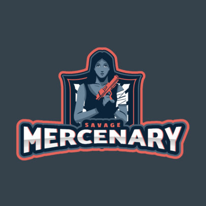 Shooting Game Logo Maker with a Fearless Female Character