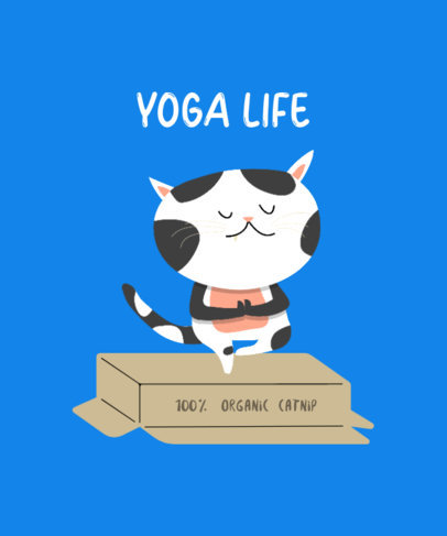 T-Shirt Design Template with Funny Cats Doing Yoga Postures