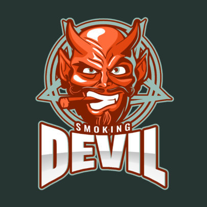 Gaming Logo Template with a Graphic of a Devil Smoking