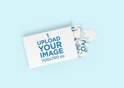 Mockup of a Puzzle and Its Packaging on a Plain Surface 2672-el1