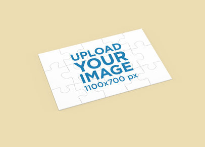 Puzzle Mockup Featuring a Solid Color Surface 