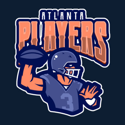 Football Logo Template with an Illustrated Professional Player