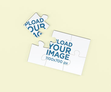 Puzzle Mockup Featuring a Plain Color Surface 