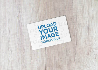 Mockup of a Finished Puzzle on a Wooden Surface 2674-el1