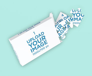 Mockup of a Puzzle Box Featuring Multiple Pieces