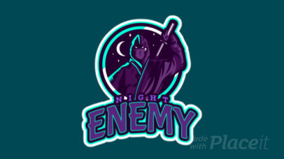 Animated Gaming Logo Template Featuring a Nocturnal Ninja Character 1746j-2933
