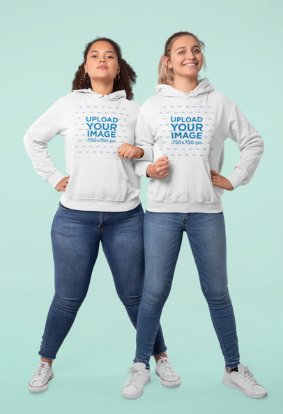 Pullover Hoodie Mockup of Two Women Empowering Each Other