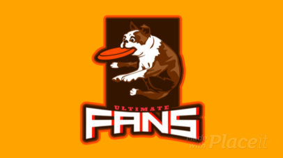 Animated Sports Logo Maker Featuring a Dog Catching a Frisbee Illustration