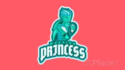Animated Gaming Logo Template Featuring a Warrior Princess Clipart 2619w-2933