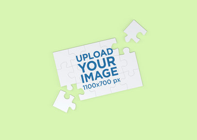 Mockup of an Unfinished Puzzle Placed on a Solid Color Surface 