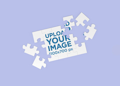 Mockup Featuring an Unfinished Puzzle Against a Solid Color Backdrop 2677-el1