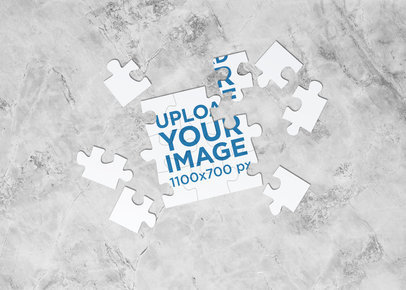 Mockup of a Puzzle on a Marble Surface 