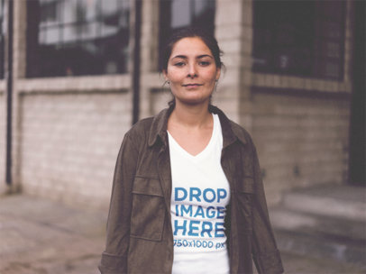 Urban Style Woman with a T-shirt Mockup
