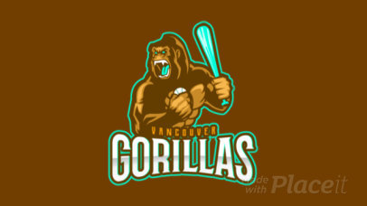Animated Baseball Logo Generator for a Sports Team With an Angry Gorilla Clipart 