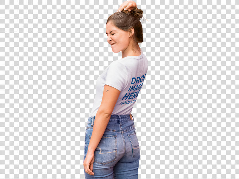 T-Shirt Mockup of a Trendy Woman Winking