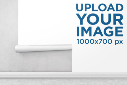 Mockup of a Wallpaper Almost Completely Applied to a Wall 2717-el1
