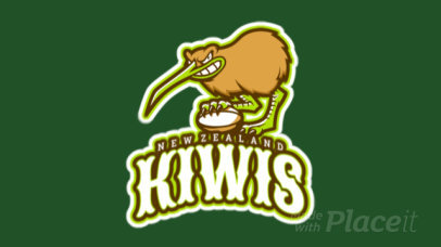 Animated Sports Logo Template Featuring a Fierce Kiwi Bird 1616n-2932