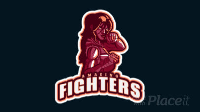 Animated Gaming Logo Generator With a Female Fighter Clipart 