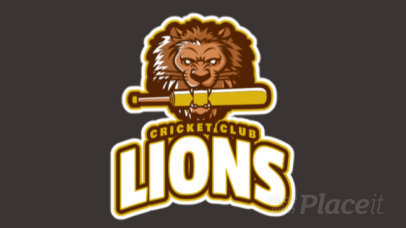 Animated Cricket Logo Maker Featuring a Fierce Lion Mascot 1651m-2927