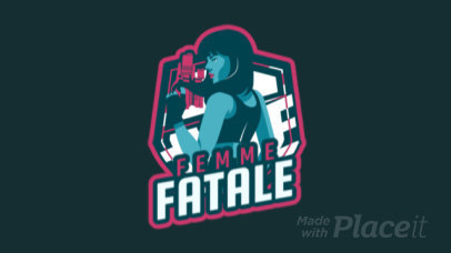 Animated Gaming Logo Maker with a Female Shooter