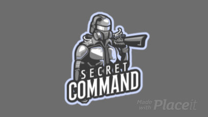 Animated Logo Template with a Shooter Character for a Gaming Squad