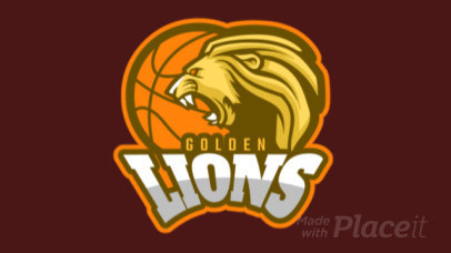 Animated Basketball Logo Maker Featuring a Roaring Golden Lion