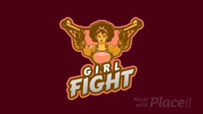 Animated Gaming Logo Maker with a Female Fighter Holding Guns