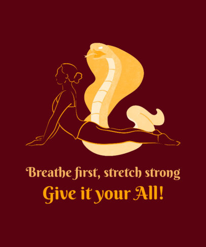 Yoga T-Shirt Design Creator Featuring a Cobra Graphic and a Woman Stretching