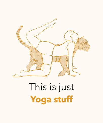 T-Shirt Design Template Featuring a Woman Doing Yoga by a Tiger Graphic 2228e
