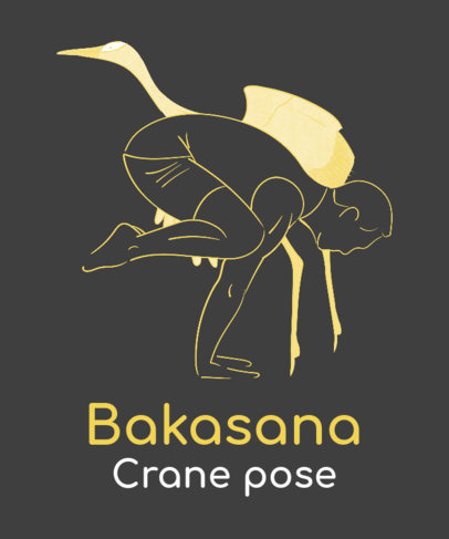 T-Shirt Design Maker with a Man in a Bakasana Pose by a Crane Bird Graphic 2228g
