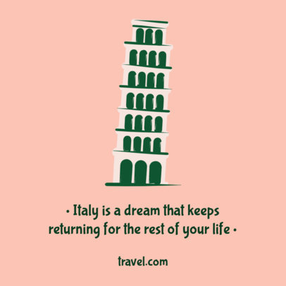 Instagram Post Template with an Illustration of the Leaning Tower of Pisa