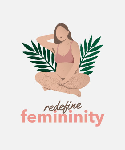 Body Positivity T-Shirt Design Template Featuring a Woman Redefining Femininity 2226h