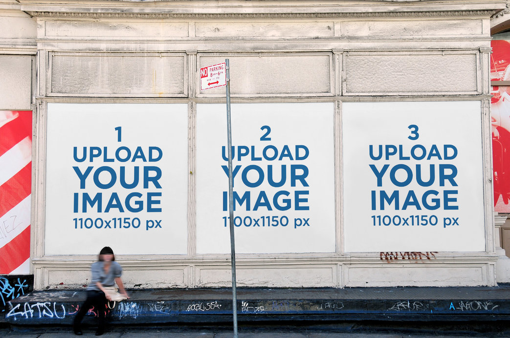 Mockup Featuring Three Billboards Placed on an Old Urban Wall