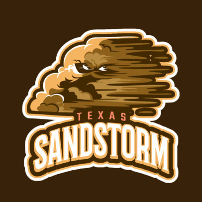 Logo Maker for a Cricket Team Featuring a Sandstorm Cloud Character