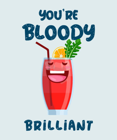 T-Shirt Design Template Featuring Smiling Cocktail Character Graphics 798-el1