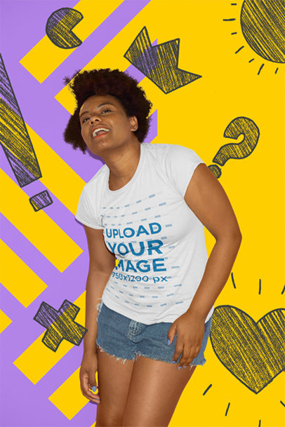 T-Shirt Mockup of a Funny Woman at a Studio
