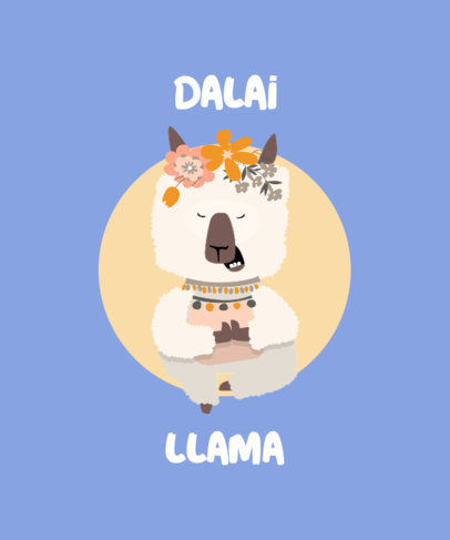 T-Shirt Design Template with a Cute Llama in a Yoga Pose
