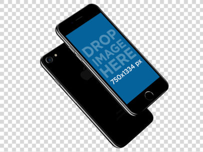 iPhone 7 Mockup of a Jet Black iPhone in an Angled Position 12096
