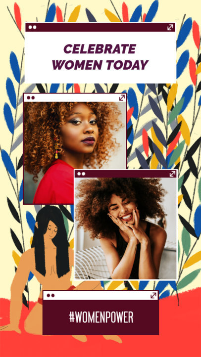 Instagram Story Generator for Women's Day with Colorful Plant Graphics
