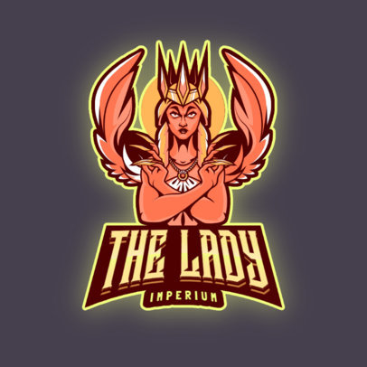 Gaming Logo Template Featuring a Winged Female Warrior Graphic
